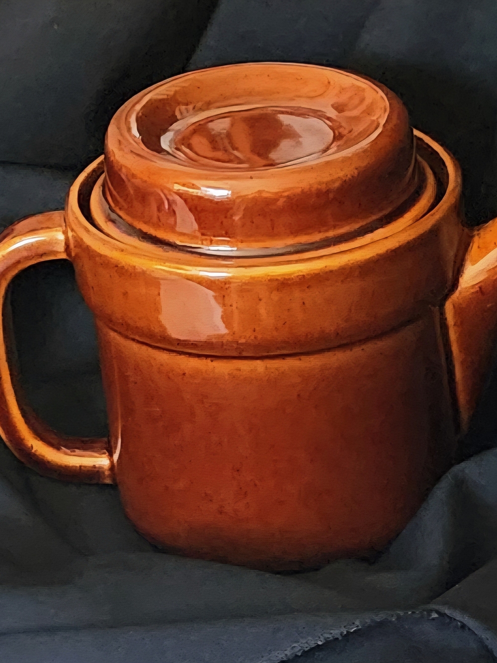 Brown Ceramic Lidded Mug - Rustic Stoneware